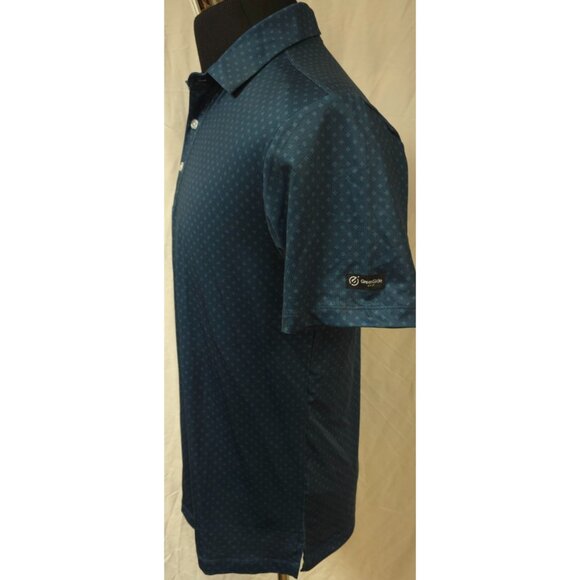 Green Side Mens Small Bluish Green Geometric Floral Outdoor Golf Polo Shirt - Picture 5 of 12